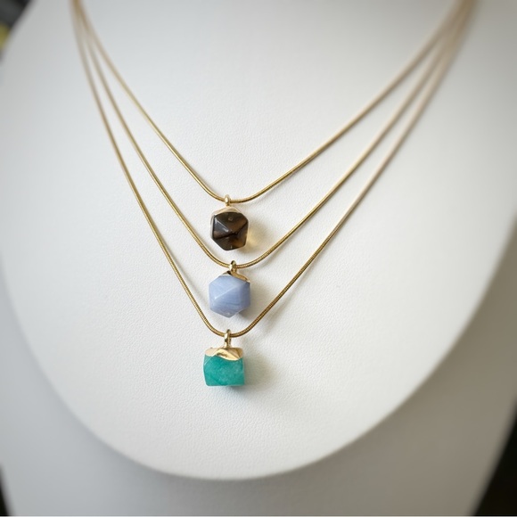 Natural Crystal Pendant Necklace Set (3 necklaces included), Jewelry Gift Set - Picture 7 of 9